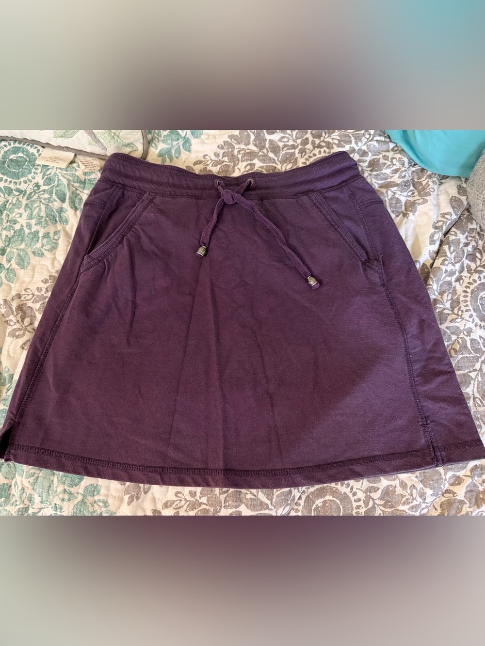 GreenTea Mini Skirt in Deep Purple with Drawstring